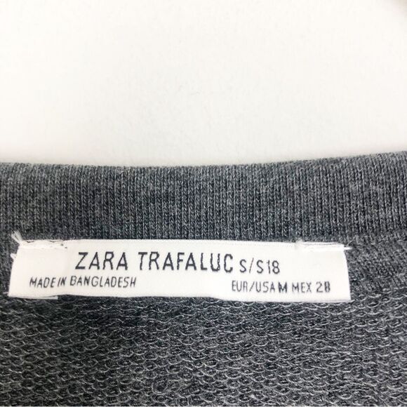 ZARA | Gray Sweatshirt Shift Dress Yellow White Side Stripe Women’s Size Medium - Picture 7 of 9